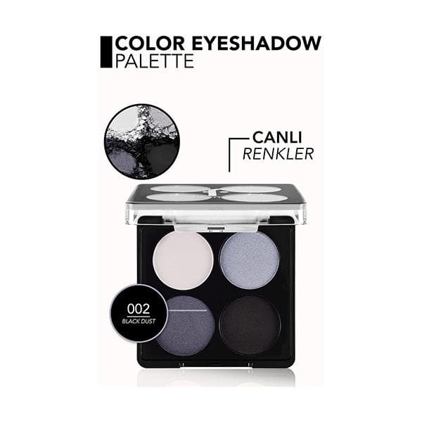 فلورمار لوحة ظلال عيون 4 ألوان بلمسة نهائية مطفية وملمس ناعم ولمعة - 002 بلاك داست