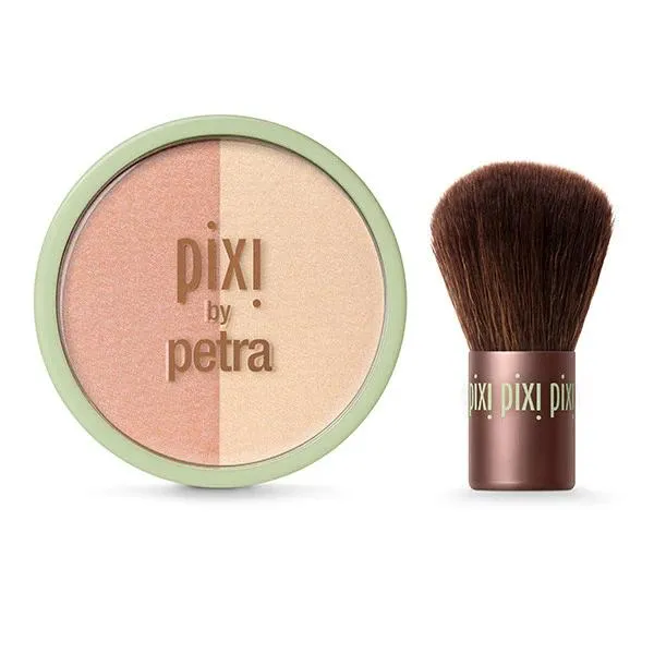 Pixi By Petra Beauty Blush Duo & Kabuki Brush - Peach Honey