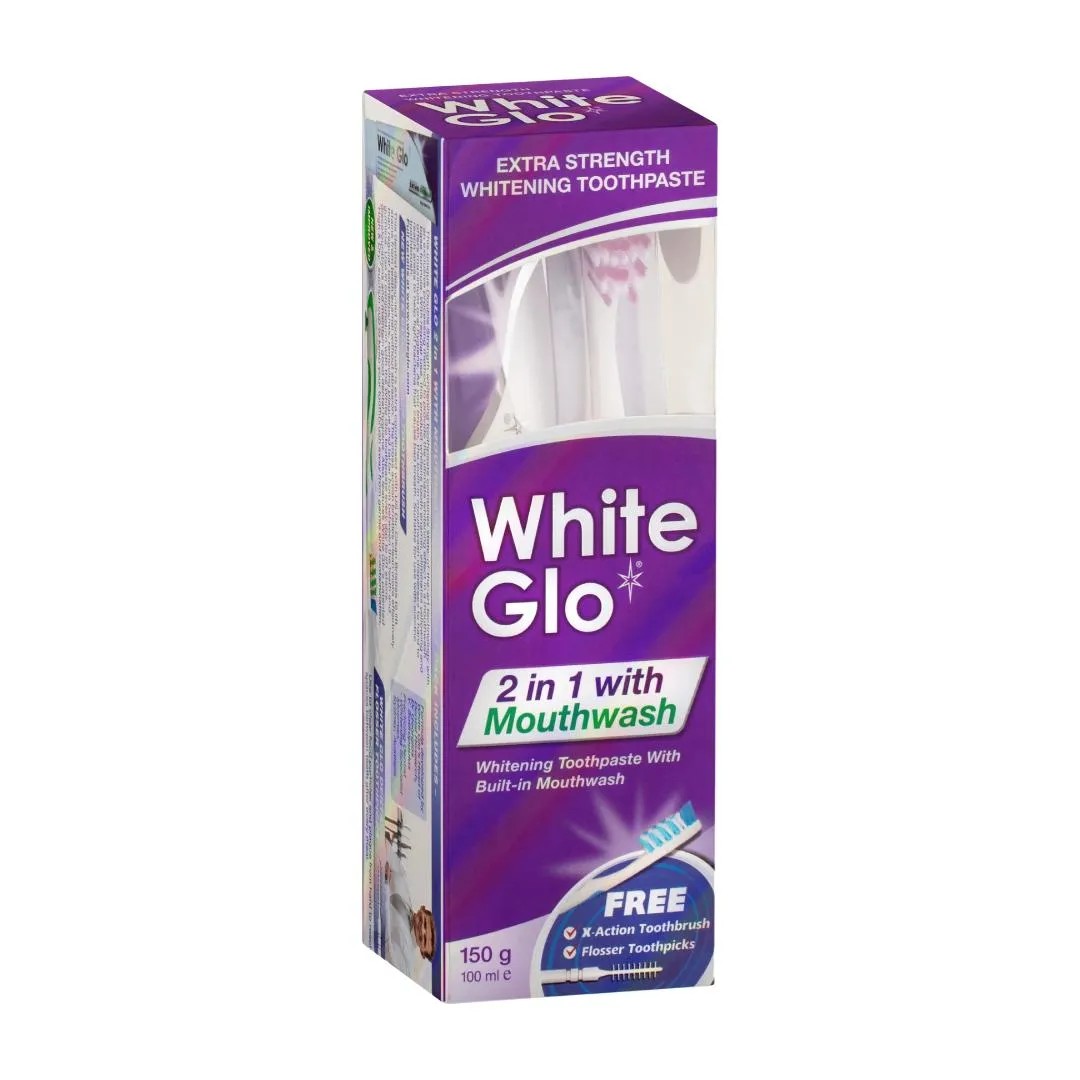 White Glo 2 In 1 With Mouthwash - 100ml